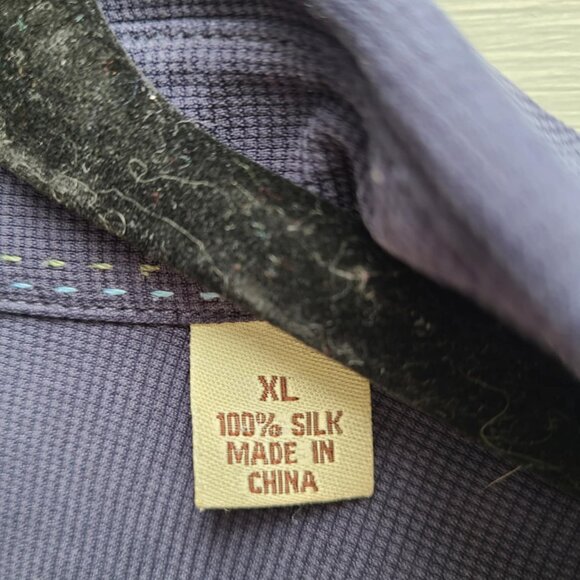 Tommy Bahama 100% Silk Navy Long Sleeve Shirt XL - Picture 4 of 6